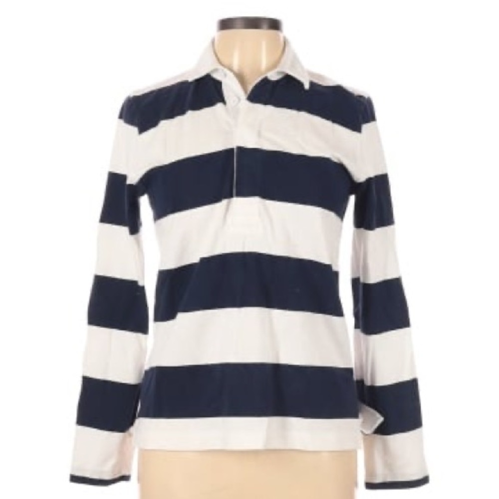 jcrew factory long sleeve striped rugby polo